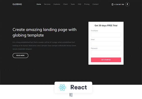 Globing - React Js Landing Page Template