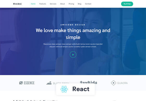 Hiric - React Landing Page Template