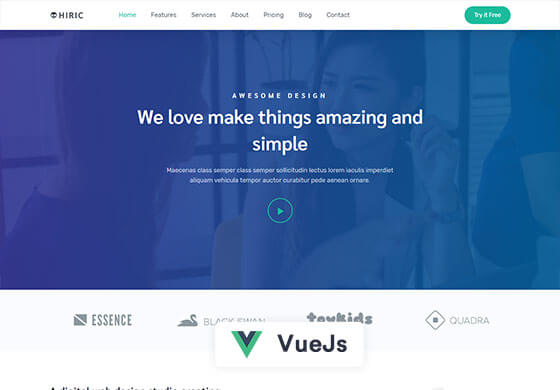 Hiric - VueJs Landing Page Template