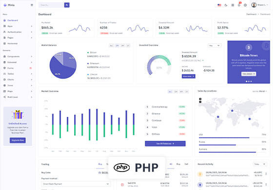 Minia - PHP Admin & Dashboard Template