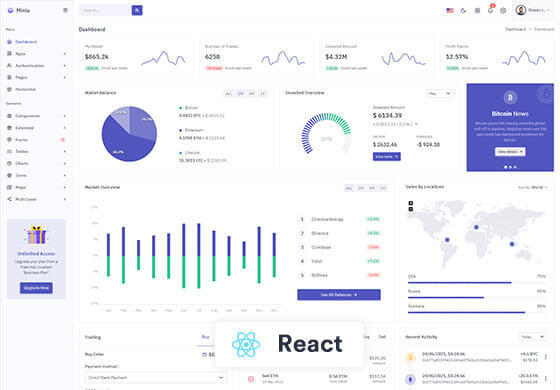 Minia - React Admin & Dashboard Template + Sketch