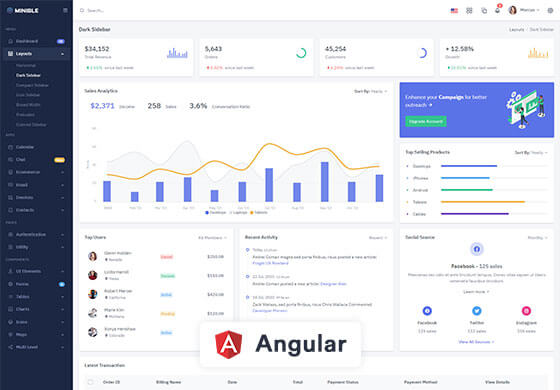 Minible - Angular Admin & Dashboard Template