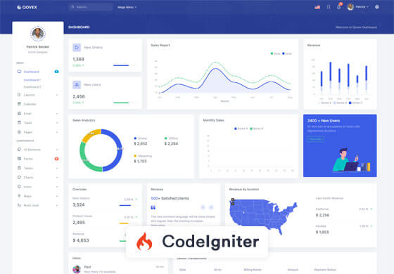 Qovex - CodeIgniter Admin & Dashboard Template