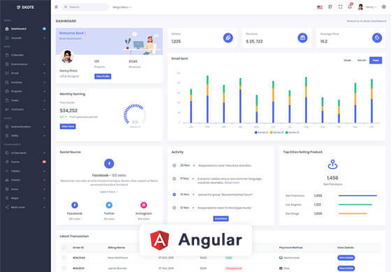 Skote - Angular Admin & Dashboard Template + Sketch