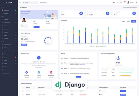 Skote - HTML & Django Admin Dashboard Template