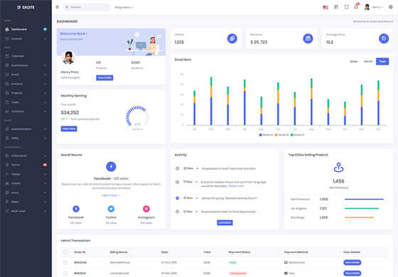 Skote - HTML & Laravel Admin Dashboard Template