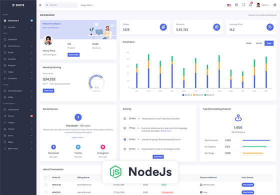 Skote - Node.js Admin & Dashboard Template