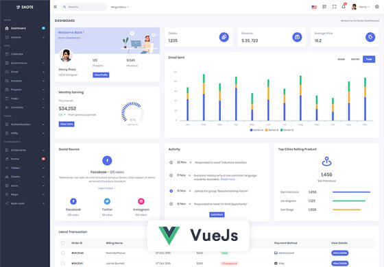 Skote - Vuejs Admin & Dashboard Template + Sketch