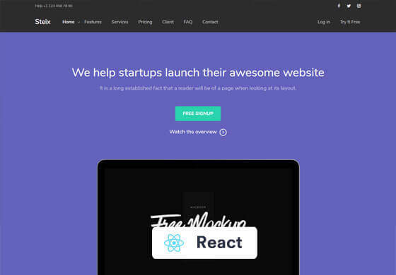Steix React - Landing Page Template