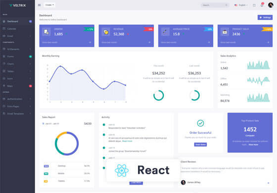 Veltrix - React Js Admin & Dashboard Template
