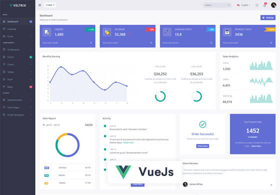 Veltrix - Vuejs Admin & Dashboard Template