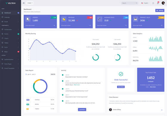 Veltrix - Admin & Dashboard Template