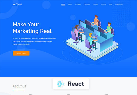 Zooki - ReactJs Landing Page Template